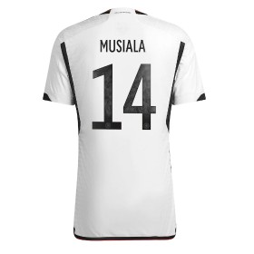 Herren Fußballbekleidung Deutschland Jamal Musiala #14 Heimtrikot WM 2022 Kurzarm